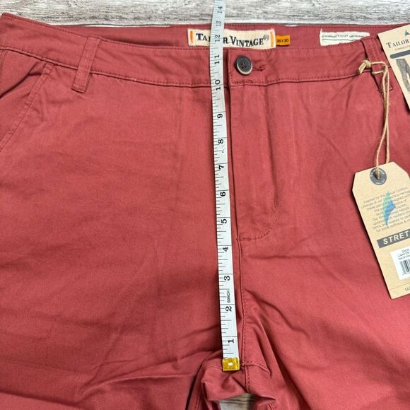 Tailor Vintage Men's Slim Fit Chino Pants Trousers Rust Red 36 x 30 Casual NWT - Picture 11 of 13